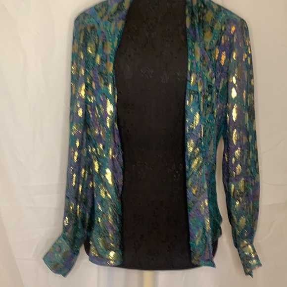 Vintage CARLISLE silk metallic blouse jacket - Picture 7 of 10